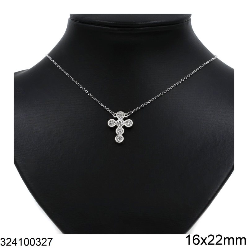 Stainless Steel Necklace Cross with Samballa 16x22mm