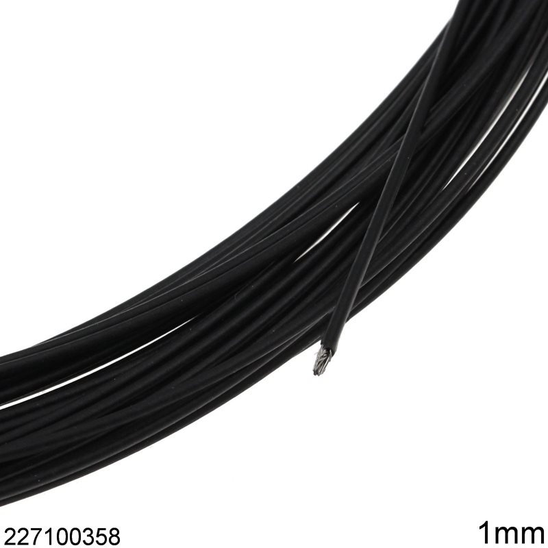 Rubber Coated Wire 1mm, Black