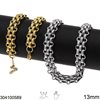 Stainless Steel Chain of Semicircle Links and Oval Rings 13mm