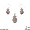 Silver 925 Set of Pendant 10mm & Earrings 8mm with Round Stone