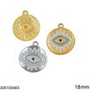 Stainless Steel Round Evil Eye Pendant 18mm