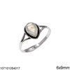 Silver 925 Ring with Pearshape Stone 6x9mm