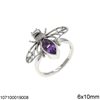 Silver 925 Ring Bee with Navette Stone 6x10mm