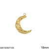 Stainless Steel Hammered Pendant Moon 18mm
