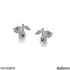 Silver 925 Stud Earings with Tulip 4x6mm