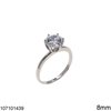 Silver 925 Ring Engagement with Zircon 8mm