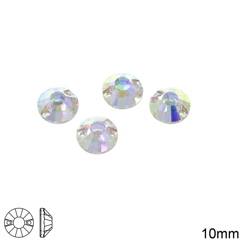 MC ROSE Sew-on Stone 10mm Crystal AB, Preciosa