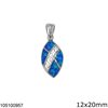Silver 925 Navette Pendant Meander with Synthetic Opal 12x20mm