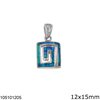 Silver 925 Pendant Meander with Synthetic Opal 12x15mm 