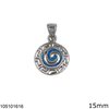 Silver 925 Pendant Spiral with Meader and Synthetic Opal 15mm