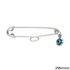 Silver 925 Safety Pin with Evil Eye 28mm