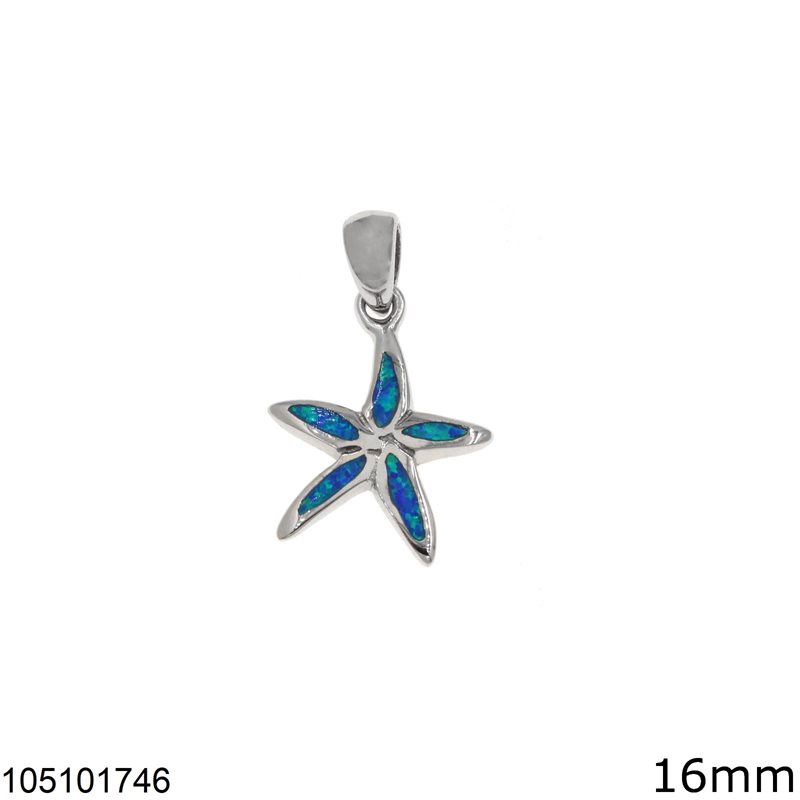 Silver 925 Pendant Starfish with Synthetic Opal 16mm