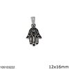 Silver 925 Pendant Hamsa with Synthetic Opal 12x16mm