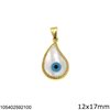 Silver 925 Pearshape Pendant Shell with Evil Eye 12x17mm