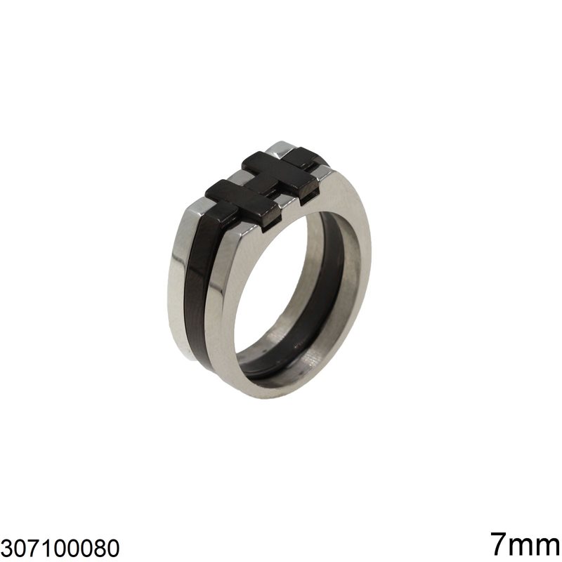 Δαχτυλίδι Ατσάλινο Δίχρωμο 7mm