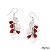 Silver 925 Hook Earrings with Round Shell and Coral Rose 35mm