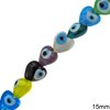 Glass Puffy Heart Bead with Evil Eye 12-15mm