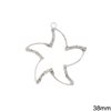 Motif Starfish with Rhinestones 38mm, Silver plated NF