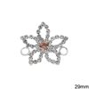Spacer Flower with Rhinestones 29mm, Silver plated NF