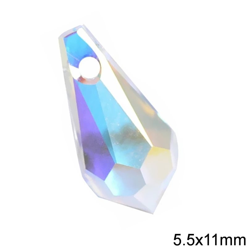 Machine Cut Crystal Drop Crystal Coatings 5.5x11mm Crystal AB