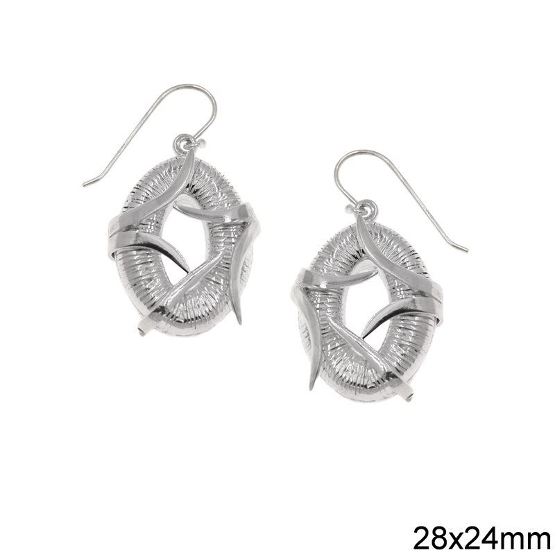 Silver 925 Hook Earings Oval 28x24mm