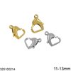 Stainless Steel Lobster Claw Clasp Heart Shaped 11-13mm