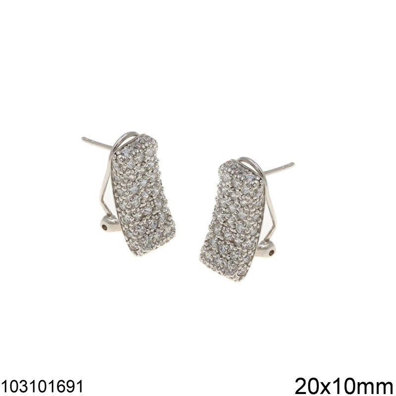 Σκουλαρίκια Ασημένια 925 Καρφάκι με Ζιργκόν 20x10mm