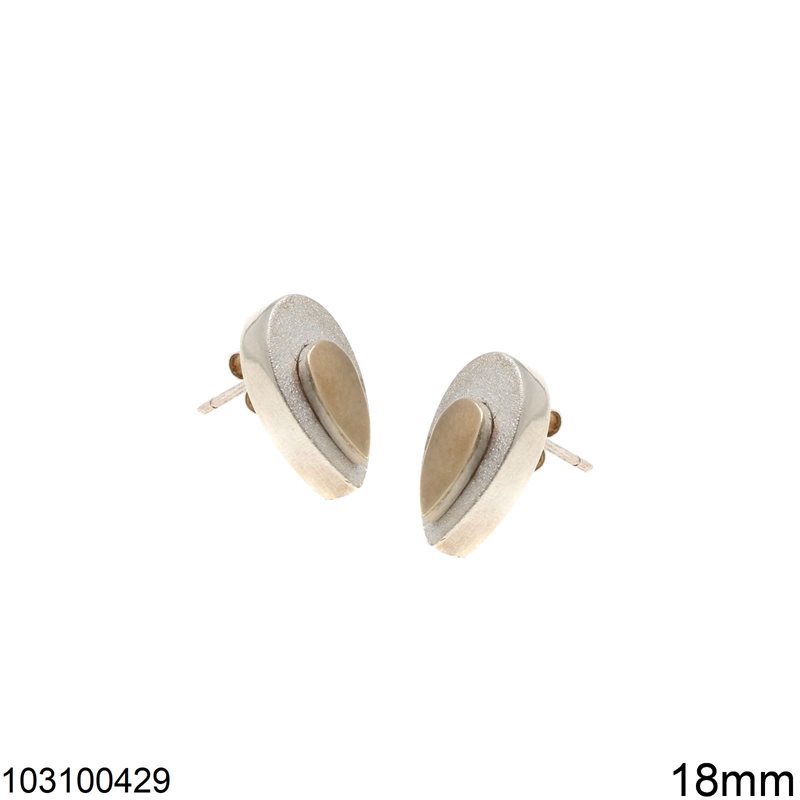 Σκουλαρίκια Ασημένια 925 Καρφάκι Δάκρυ 18mm, Δίχρωμο