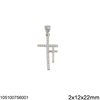 Silver 925 Pendant Cross with Zircon 2x12x22mm