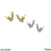 Silver 925 Stud Earrings Butterfly with Zircon 7mm