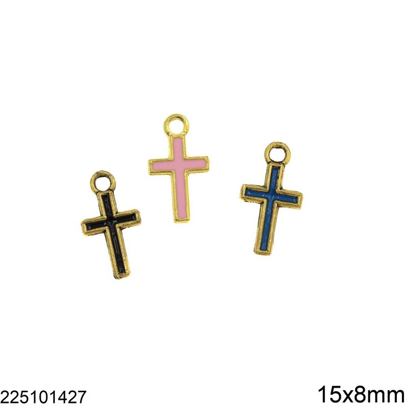 Casting Pendant Cross with Enamel 15x8mm