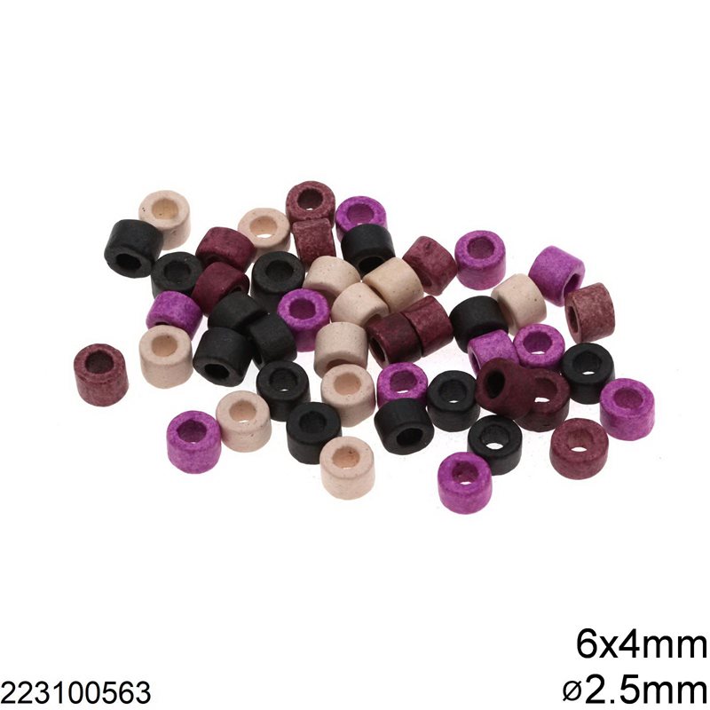 Ceramic Rondelle Bead 6x4mm with Hole 2.5mm