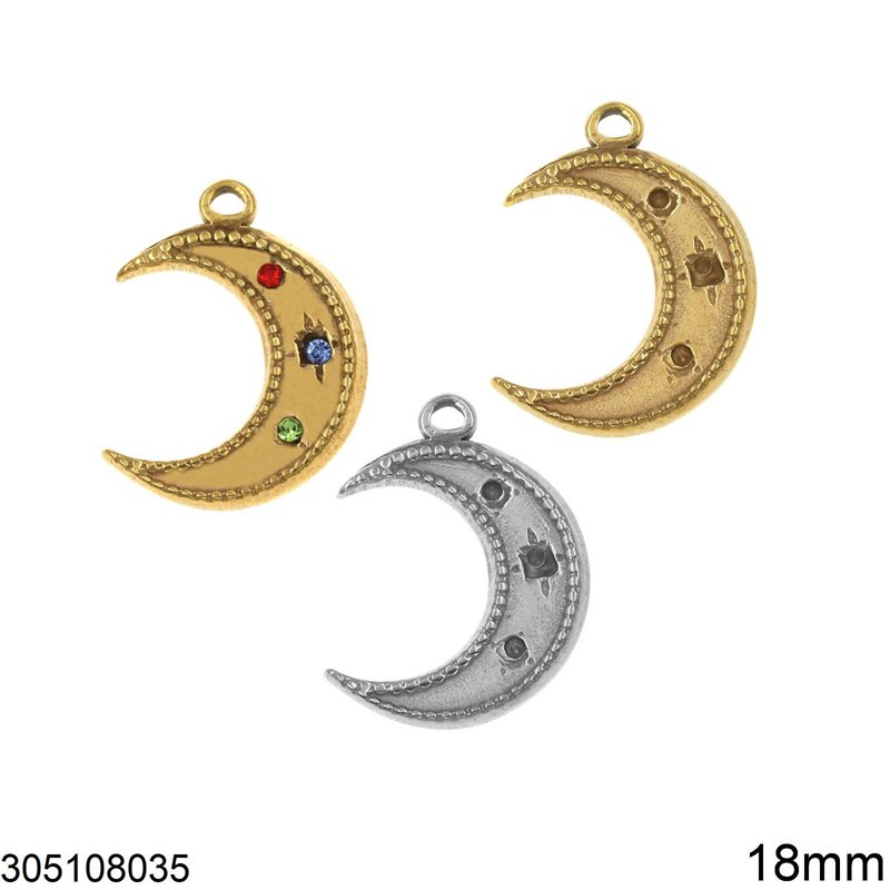 Stainless Steel Pendant Moon 18mm