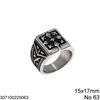 Stainless Steel Male Ring Cross with Leaves 15x17mm