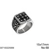 Stainless Steel Male Ring Cross with Leaves 15x17mm