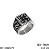 Stainless Steel Male Ring Cross with Leaves 15x17mm