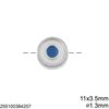 Casting Round Evil Eye Bead 11x3.5mm with Enamel and Hole 1.3mm