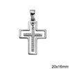 Silver 925 Pendant Cross Outline 20x16mm and Cross with Stones