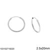 Silver 925 Hoop Earrings 2.5mm