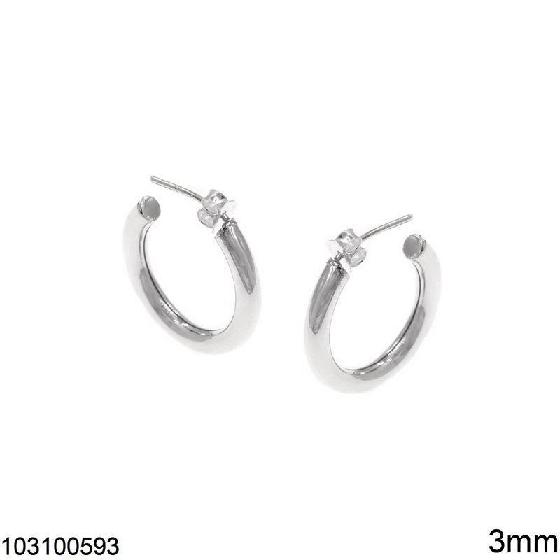 Silver 925 Hoop Earrings 3mm