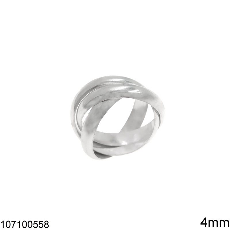 Δαχτυλίδι Ασημένιο 925 Βέρα 3πλή 4mm