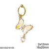 Stainless Steel Belly Ring 2x12mm with Rhinestone Butterfly 16x20mm and Heart 6mm