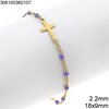 Stainless Steel Enameled Link Chain Bracelet 2.2mm with Cross 18x9mm