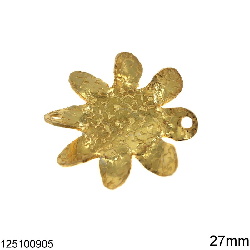 Silver 925 Spacer Flower Textured 27mm, Gold Plated