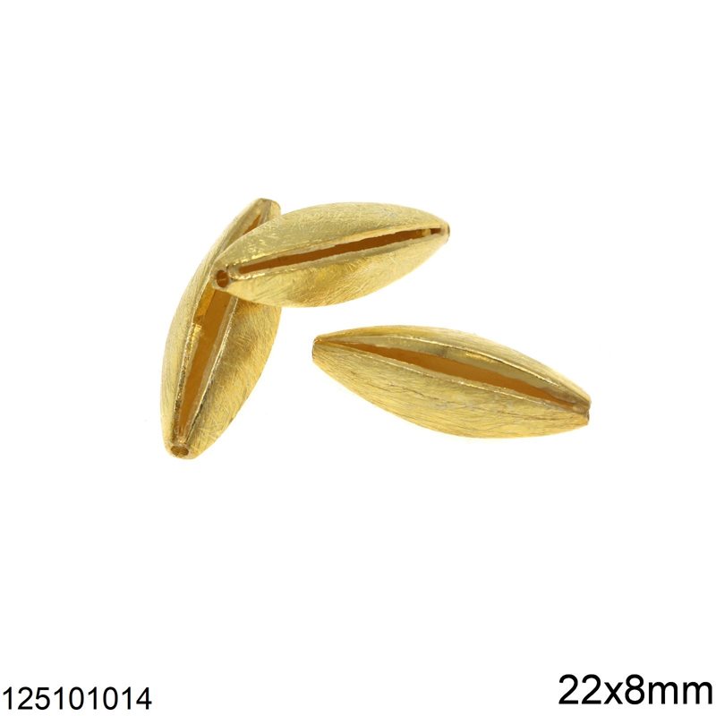 Silver 925 Oval Bead 22x8mm, Gold Plated