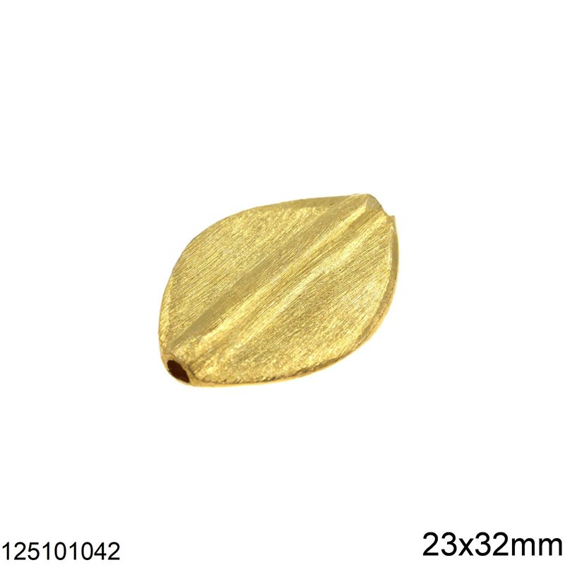 Silver 925 Bead Leaf 23x32mm, Gold Plated