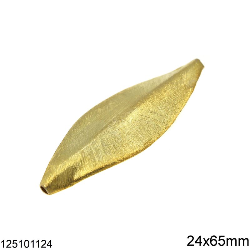 Silver 925 Bead Leaf 24x65mm, Gold Plated