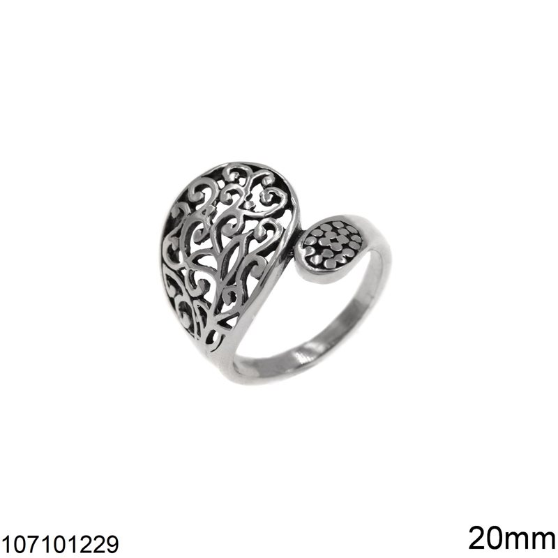 Δαχτυλίδι Ασημένιο 925 Δαντελωτό 20mm, Οξυντέ