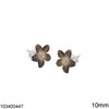 Silver 925 Stud Earrings Flower with Ball 10mm 