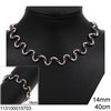 Silver 925 Set of Necklace and Bracelet 18cm Curves 14mm with Zircon